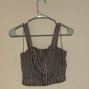 HAUTE MONDE CROPPED TANK TOP - BLACK AND WHITE STRIPE